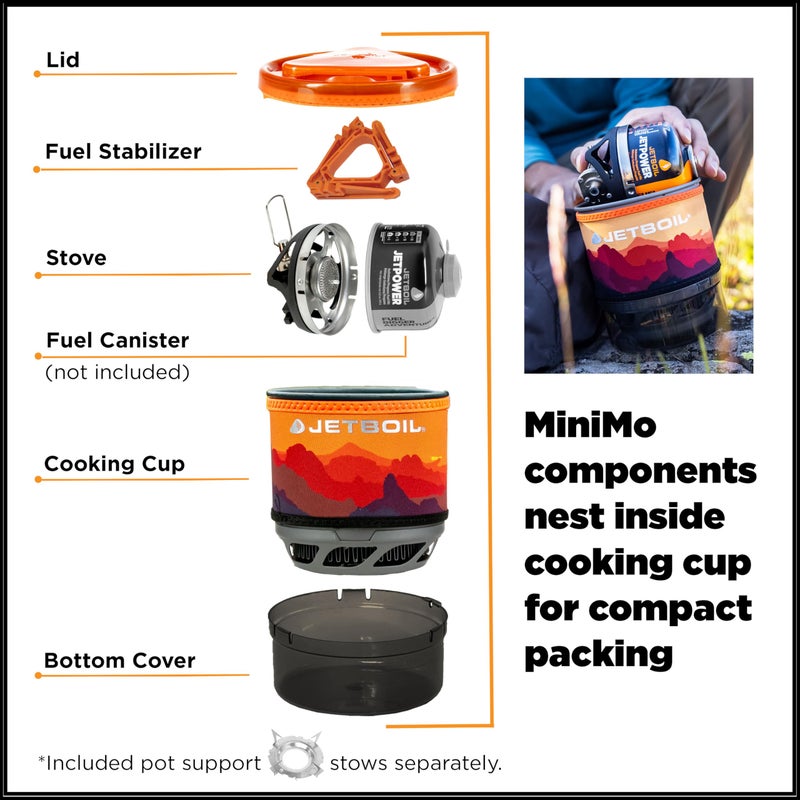 Jetboil MiniMo Camping and Backpacking Stove Cooking System with Adjustable Heat Control (Sunset) - Image 4